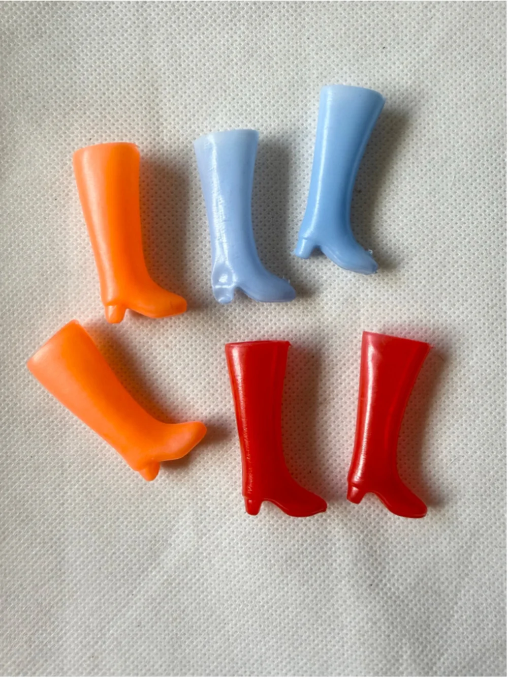 Vintage Barbie & Friends - clone - 3 pairs of Tall Knee High Boots Red Orange Bl